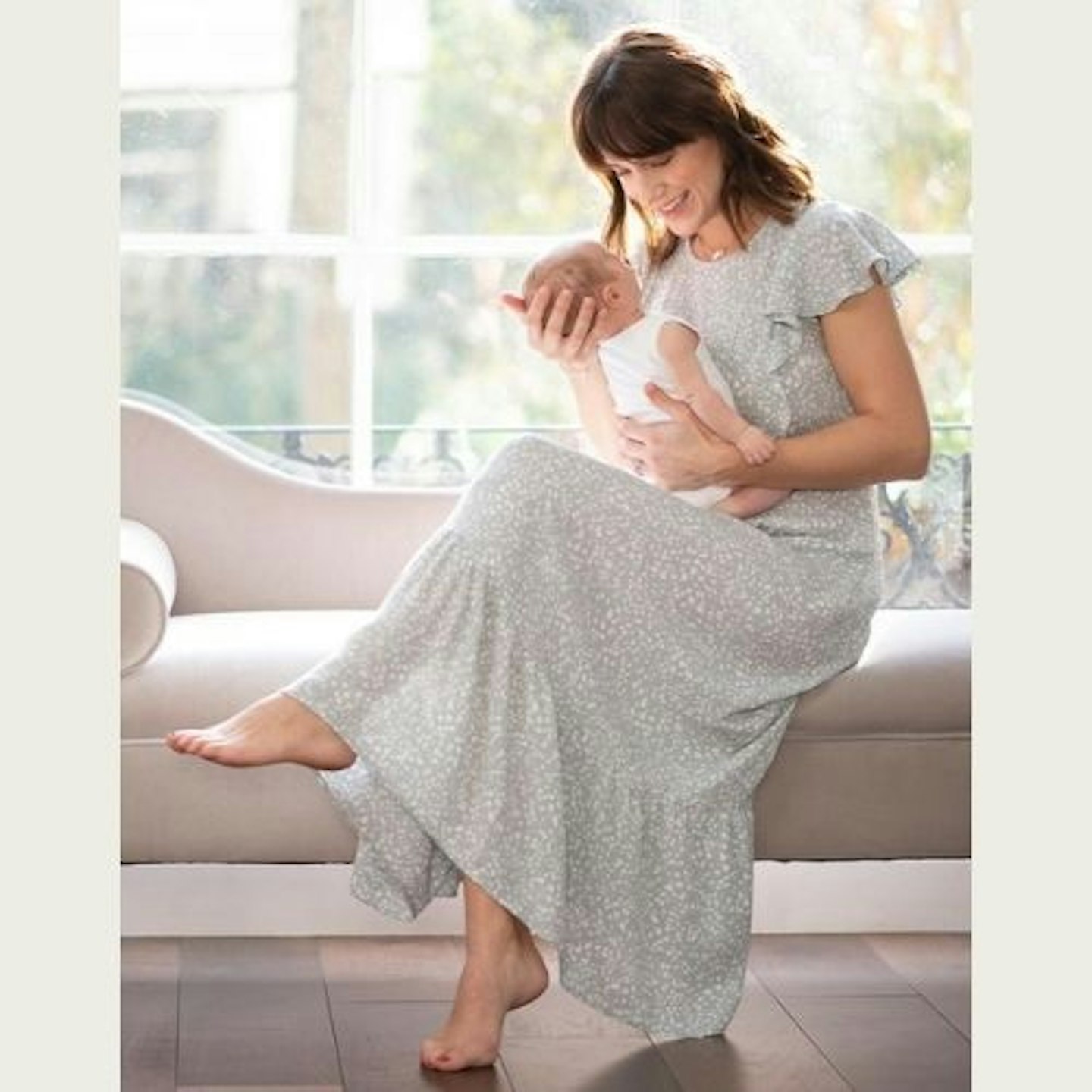 Sage Maternity u0026amp; Nursing Midi Dress