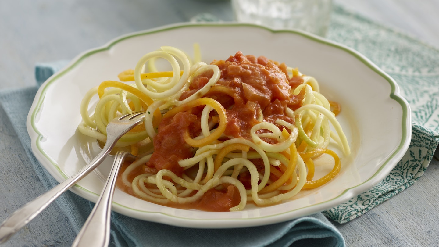 Spiralised vegetables with a creamy tomato sauce