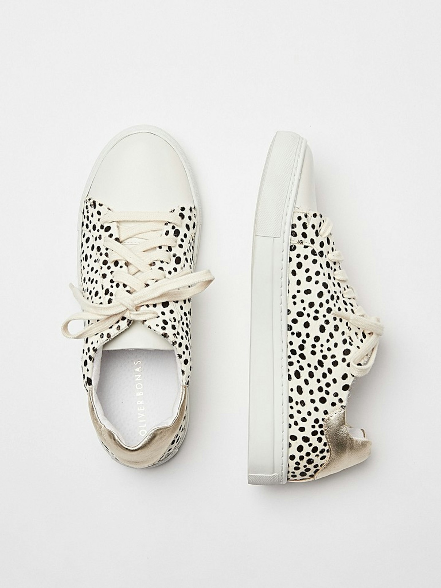 Spotty Dotty Animal Print White Leather Trainers