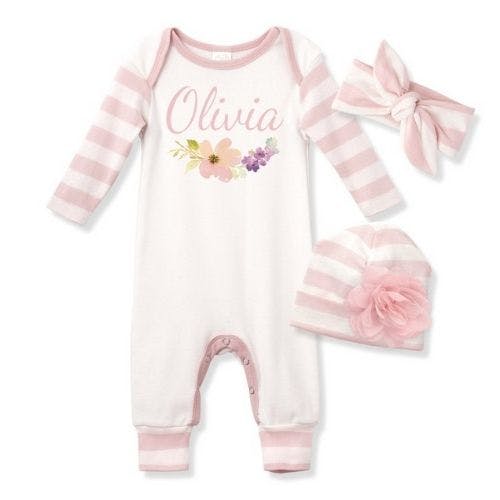 Personalised baby girl coming home outlet outfit