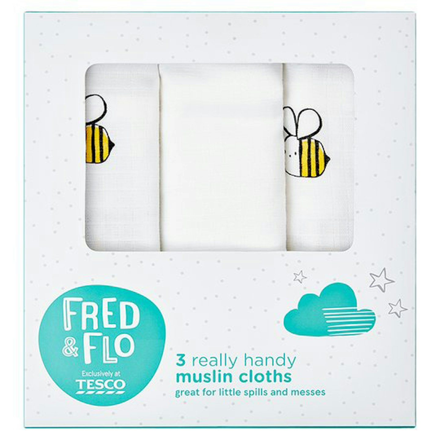 Fredu0026amp;Flo 3 Pack Muslin Cloths Bee