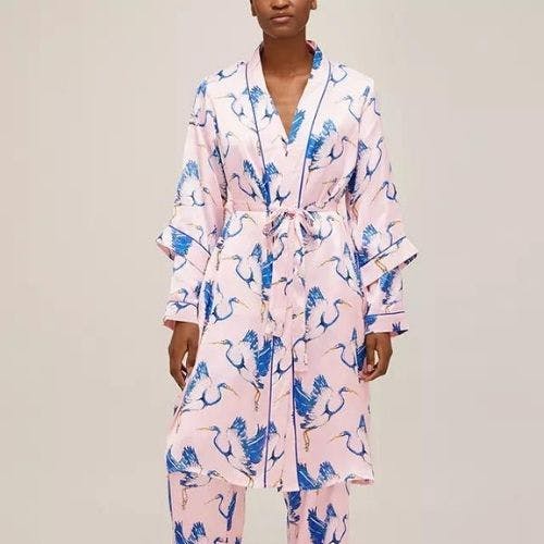 Cotton Trend Pale Blue Bird Print Ladies Dressing Gown Shawl Collar Full  Length Bathrobe for Women Luxury Super soft Fluffy Flannel Fleece Cosy Robe  Manufactured to OEKOTEX 100 standards Small  Amazoncouk