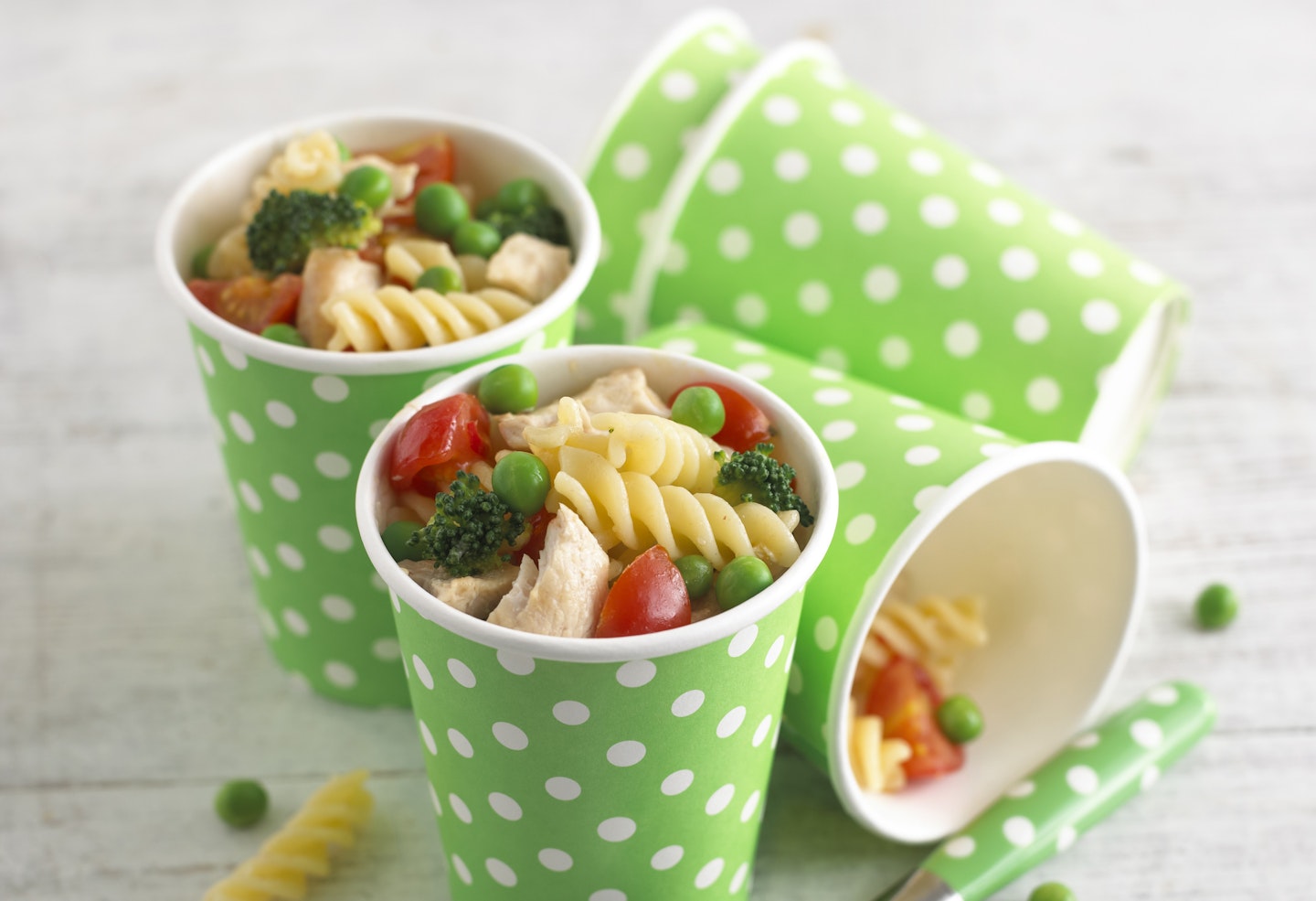 Turkey, broccoli, pea and tomato pasta 