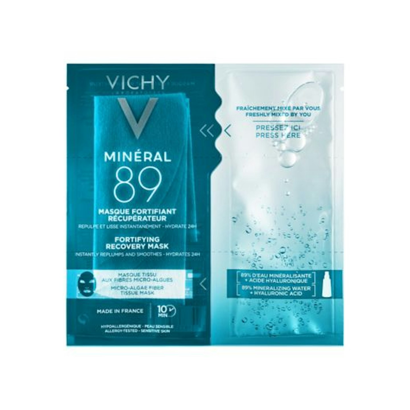 Best for dry skin: Vichy Minu00e9ral 89 Hyaluronic Acid Sheet Mask