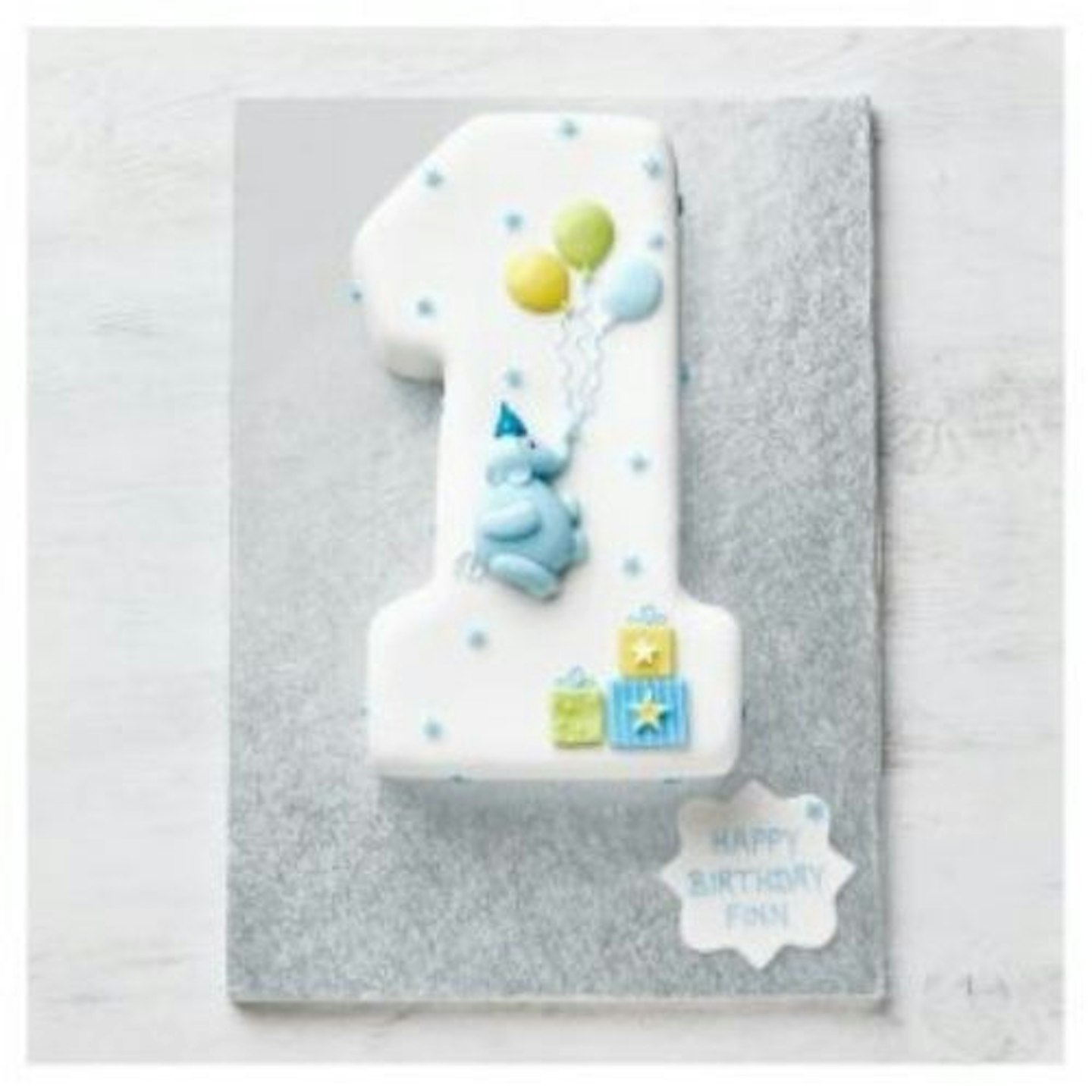 Waitrose 1st Birthday Blue Elephant Cake