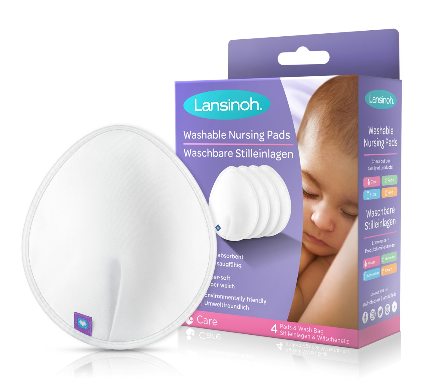 Lansinoh Reusable Washable Nursing Breast Pads 8 pack