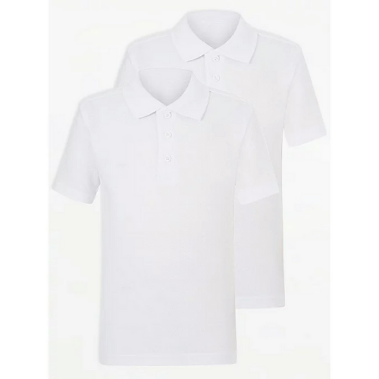 White School Short Sleeve Easy On Polo Shirt (2 Pack)
