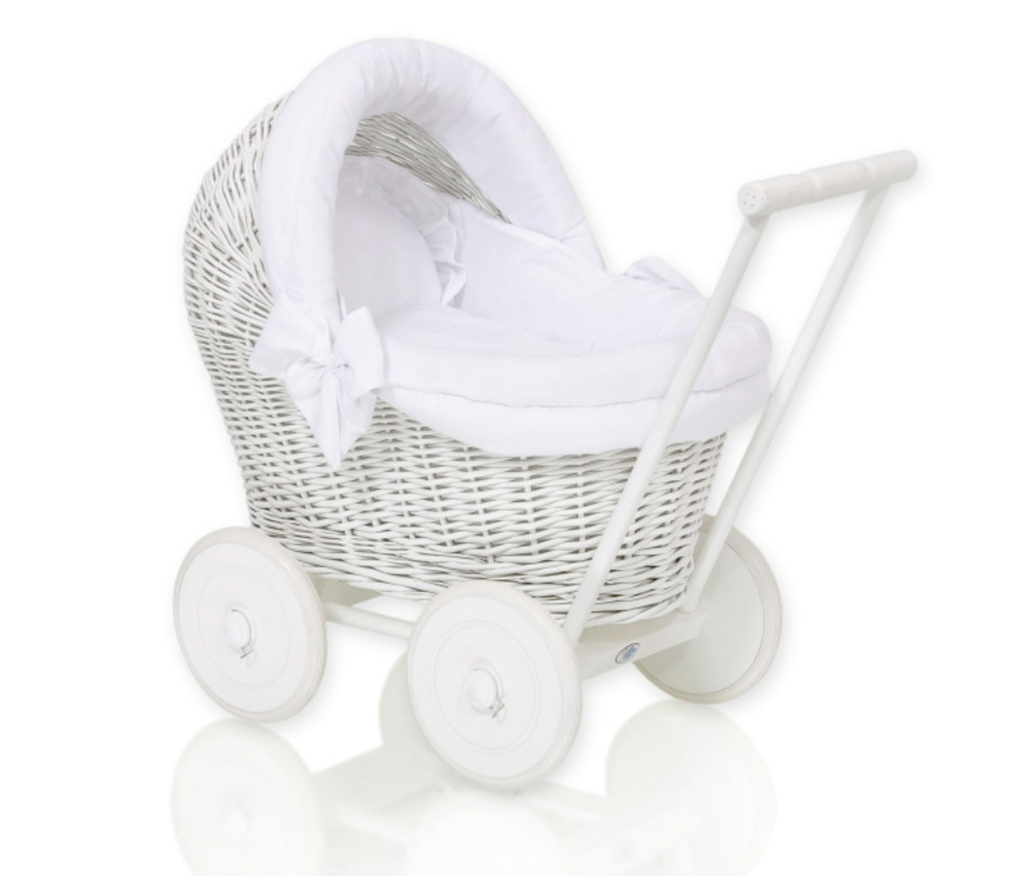 White Wicker Dolls Pram