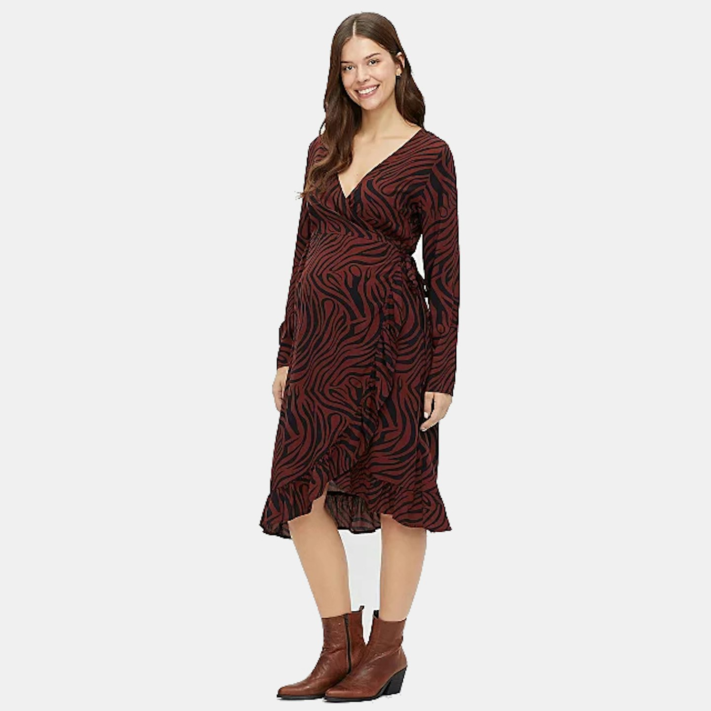 MAMALICIOUS Maternity Printed Midi Wrap Dress