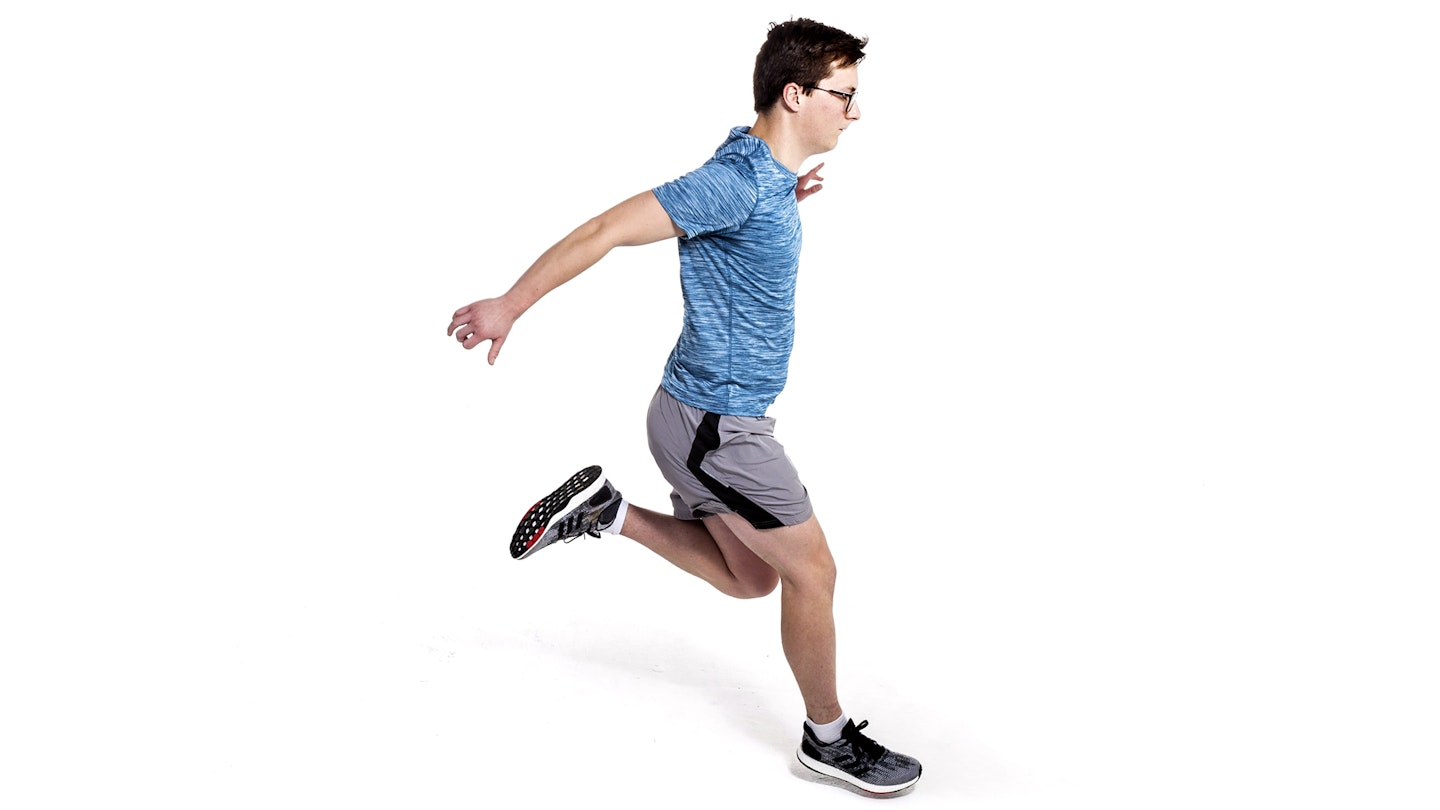 Triangle hop exercise for ankle strength for runners