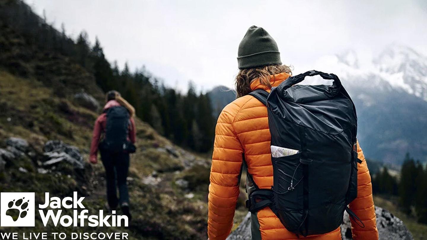 Hiking through the mountains with jack wolfskin