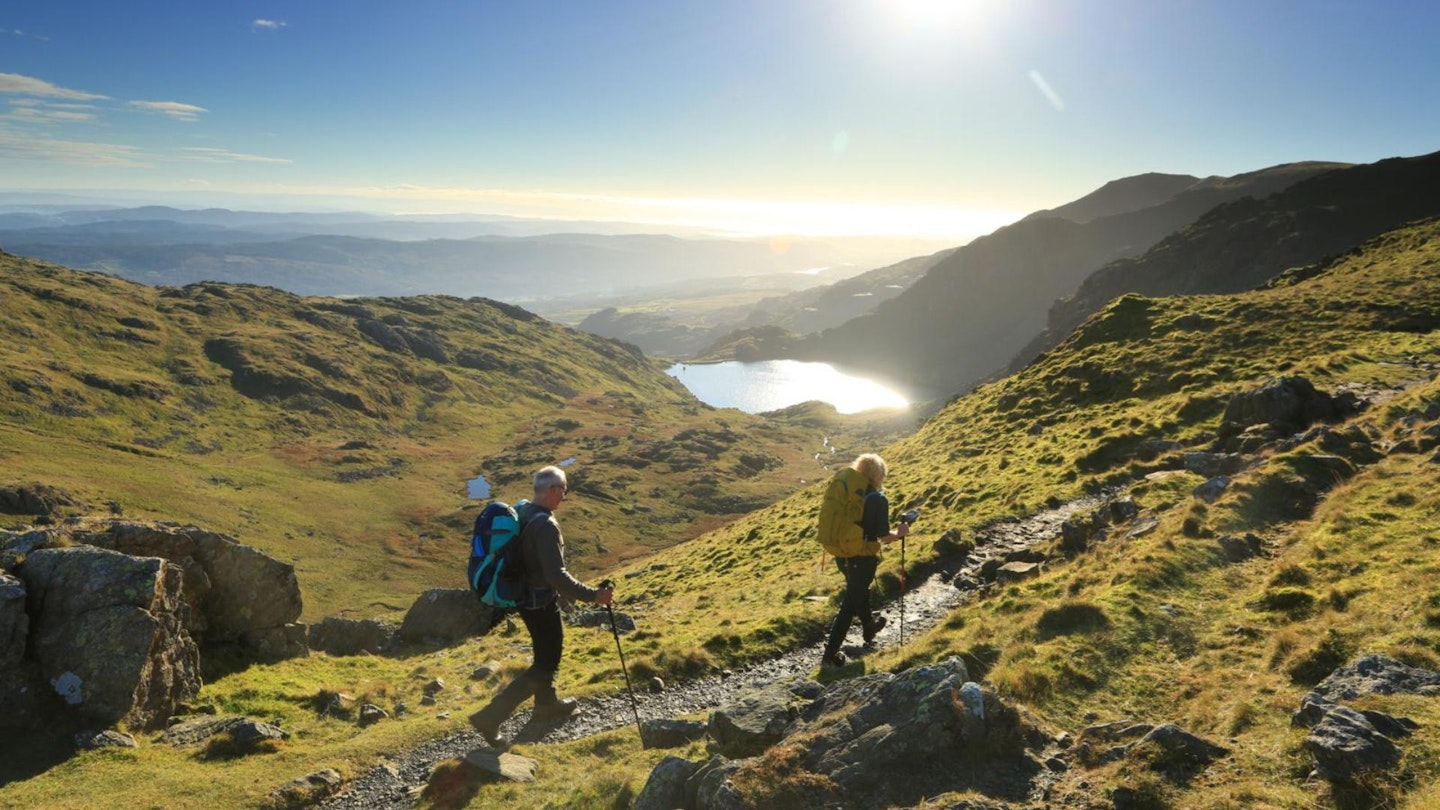 Above Levers Water on the Prison Band Lake District Coniston Fells