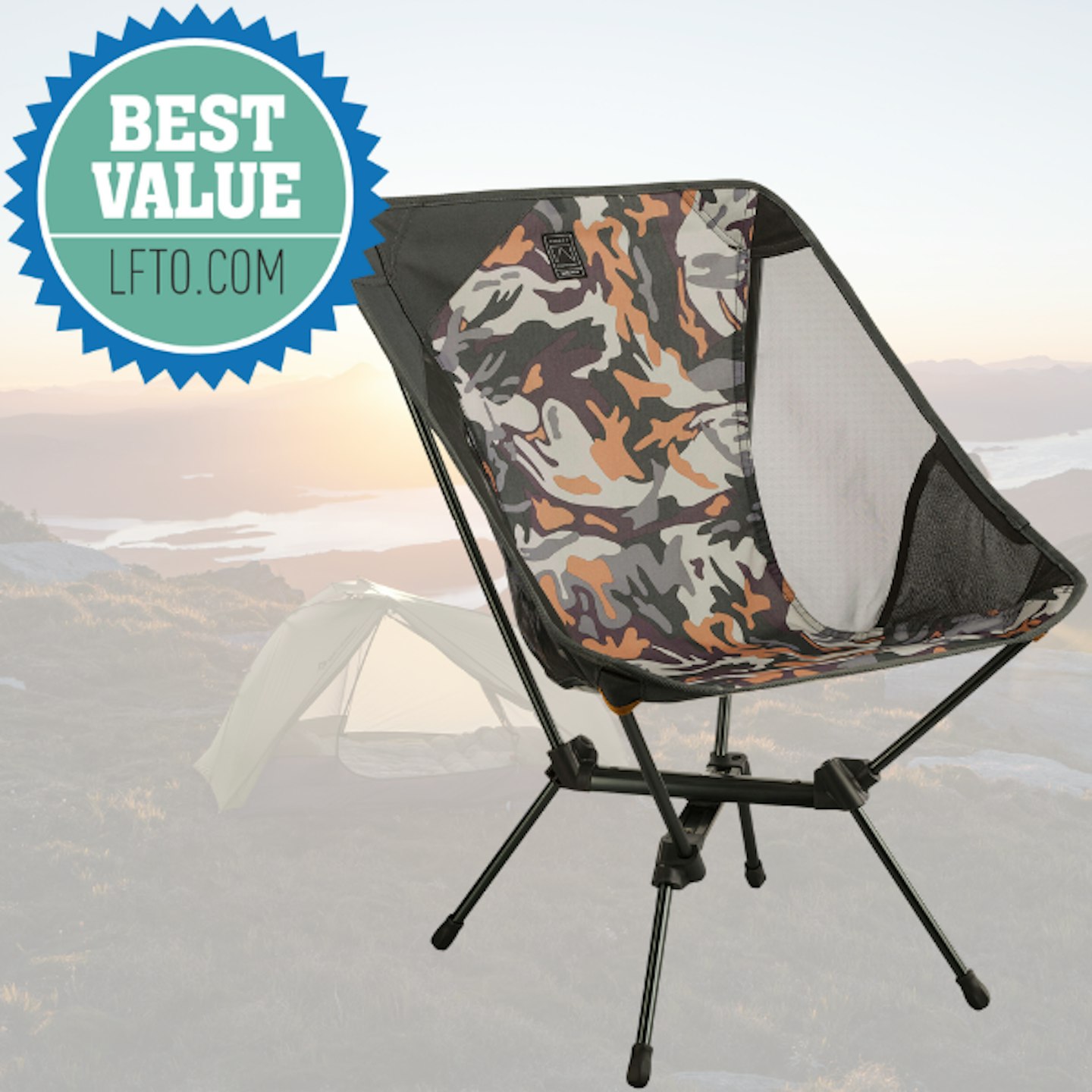 Quechua Folding Camping Chair MH500 with award logo overlay