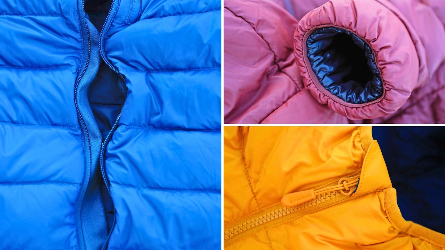 Closeups of down jacket details