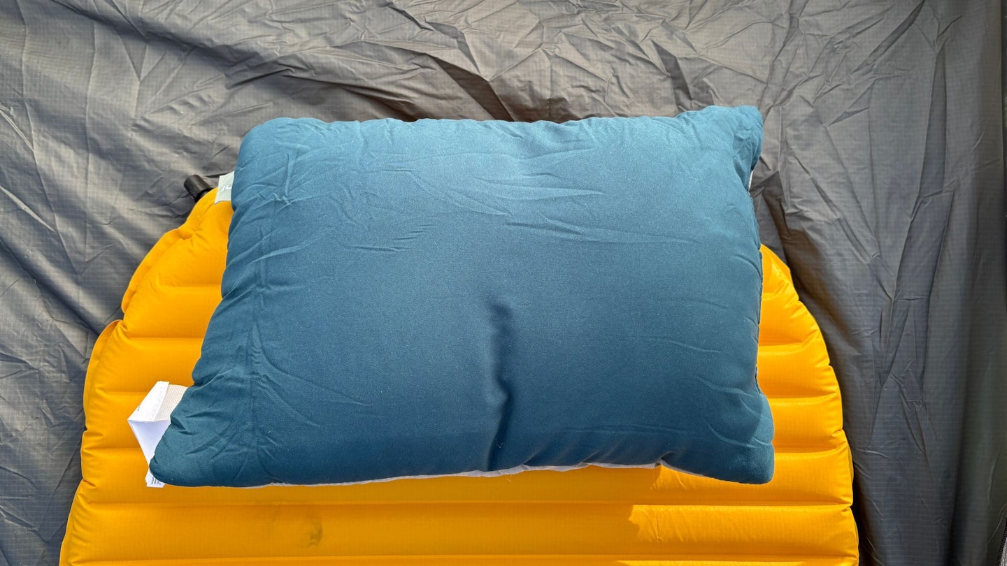 Quechua Camping Pillow Comfort Blue pillow on a sleeping mat