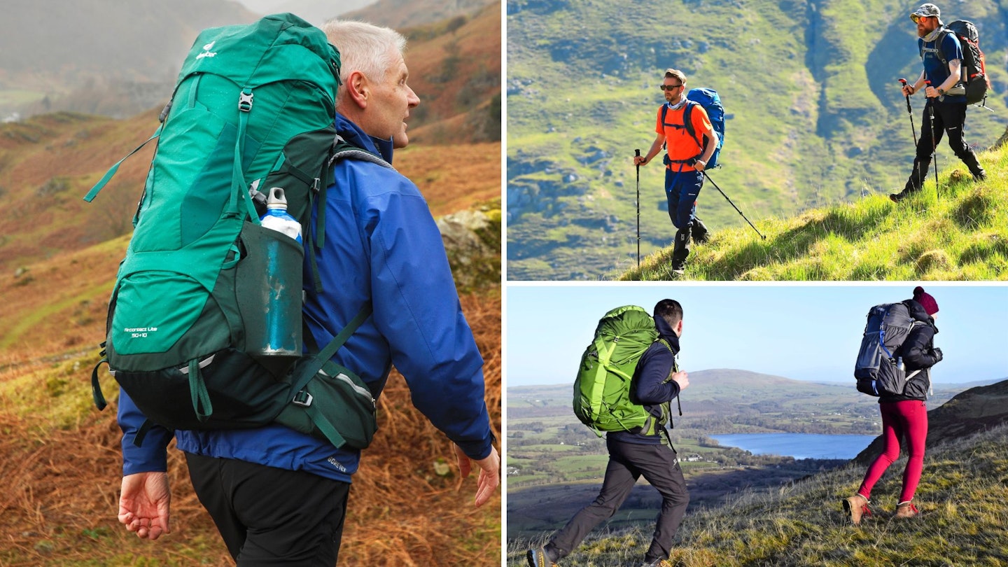 Photos of hikers wearing backpacking backpacks