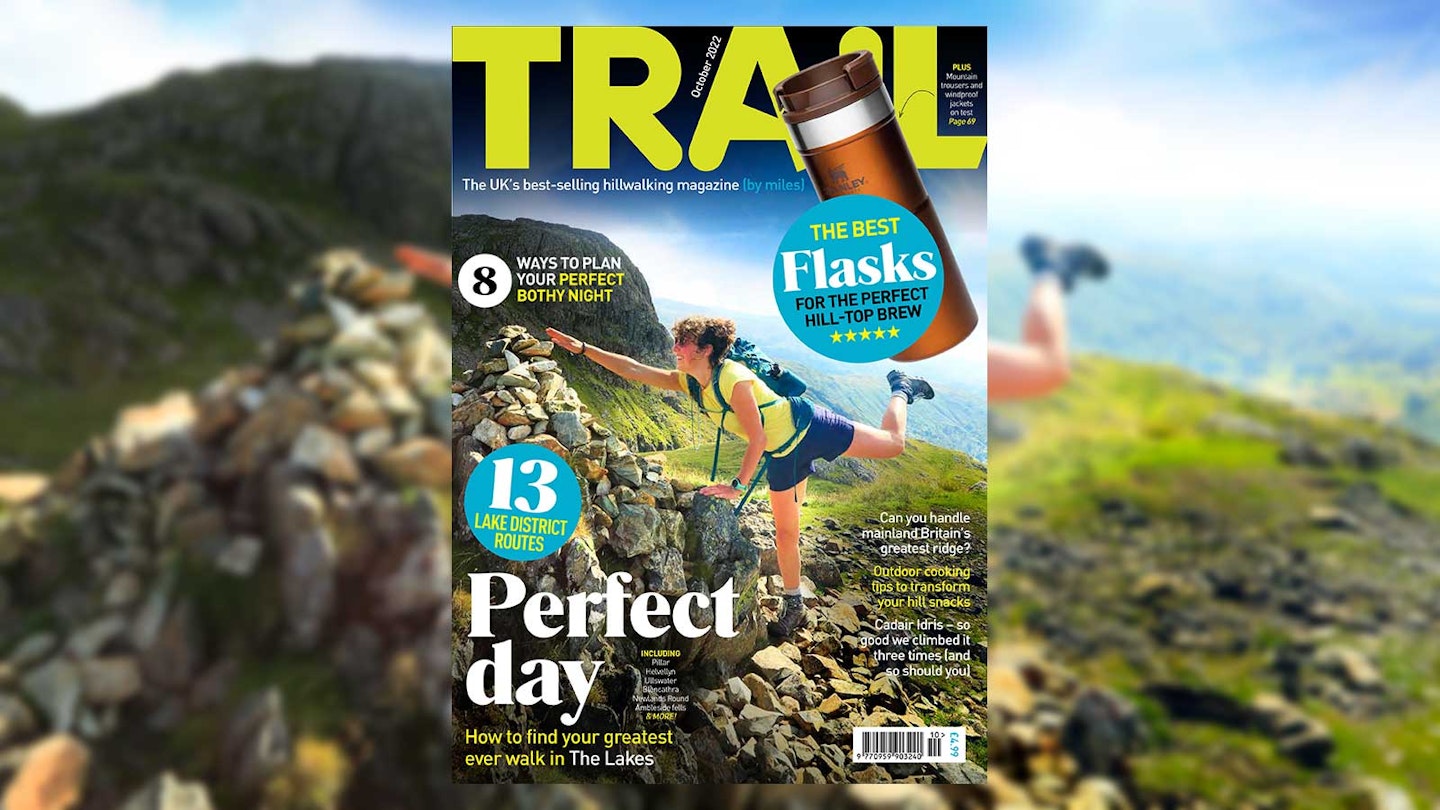The cover image of the new October 2022 issue of Trail magazine