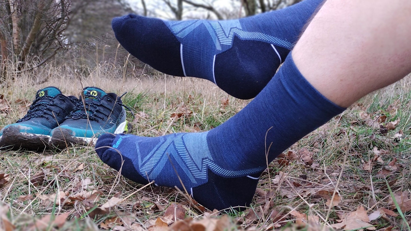 Smartwool Run Cold Weather Targeted Cushion Crew Socks in use