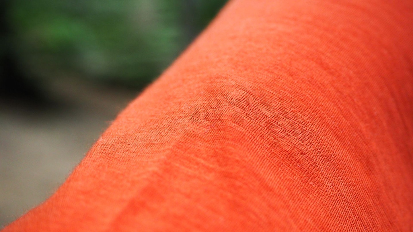 Closeup of the Merino fabric of a t-shirt