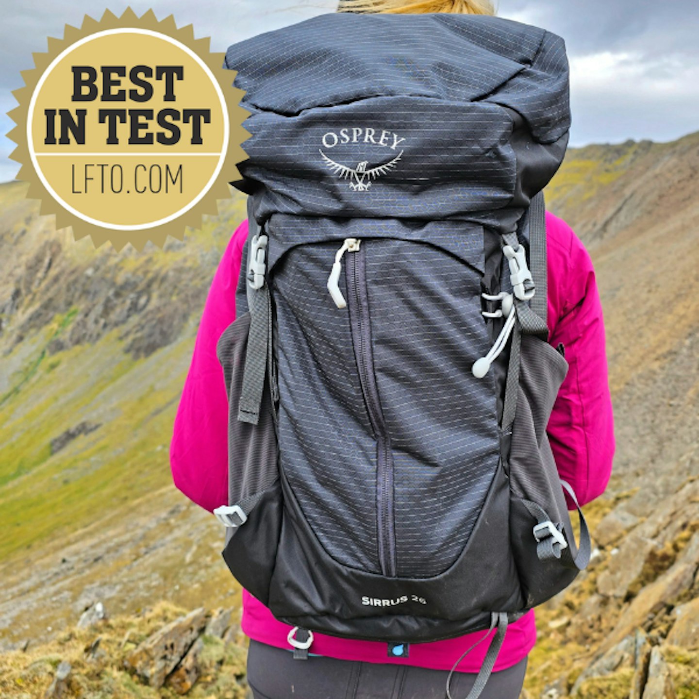 Osprey Sirrus 26 on test with award overlay