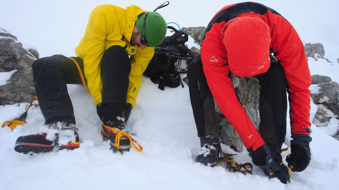 LFTO team testing crampons in the Cairngorms, Scotland
