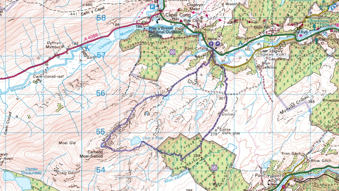 Moal Siabod walking route map