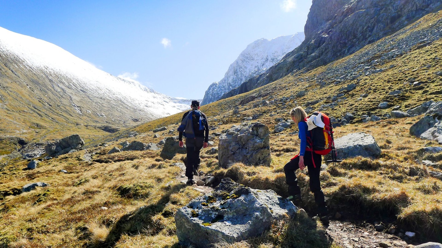 Two hikers climbing Ben Nevis