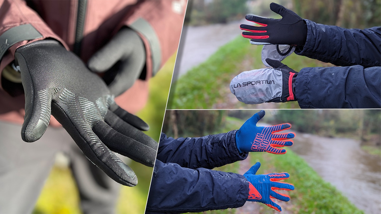 three pairs of running gloves