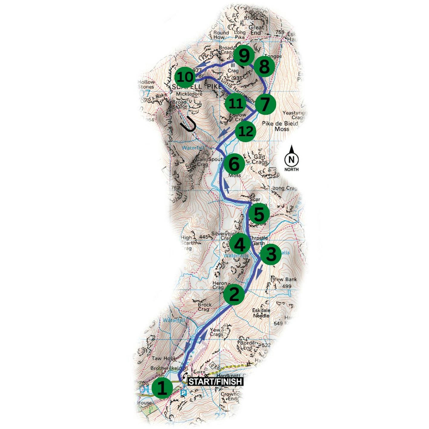 Scafell Cockly Pike Rdige route map
