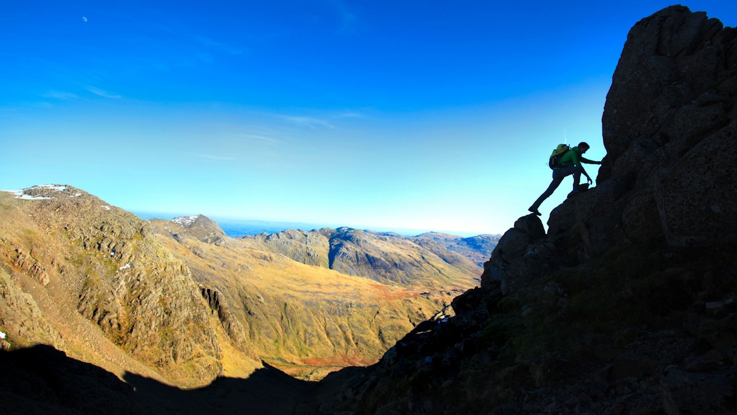 On the Northern Flank of Scafell Pike looking over towards Esk Pike Lake District