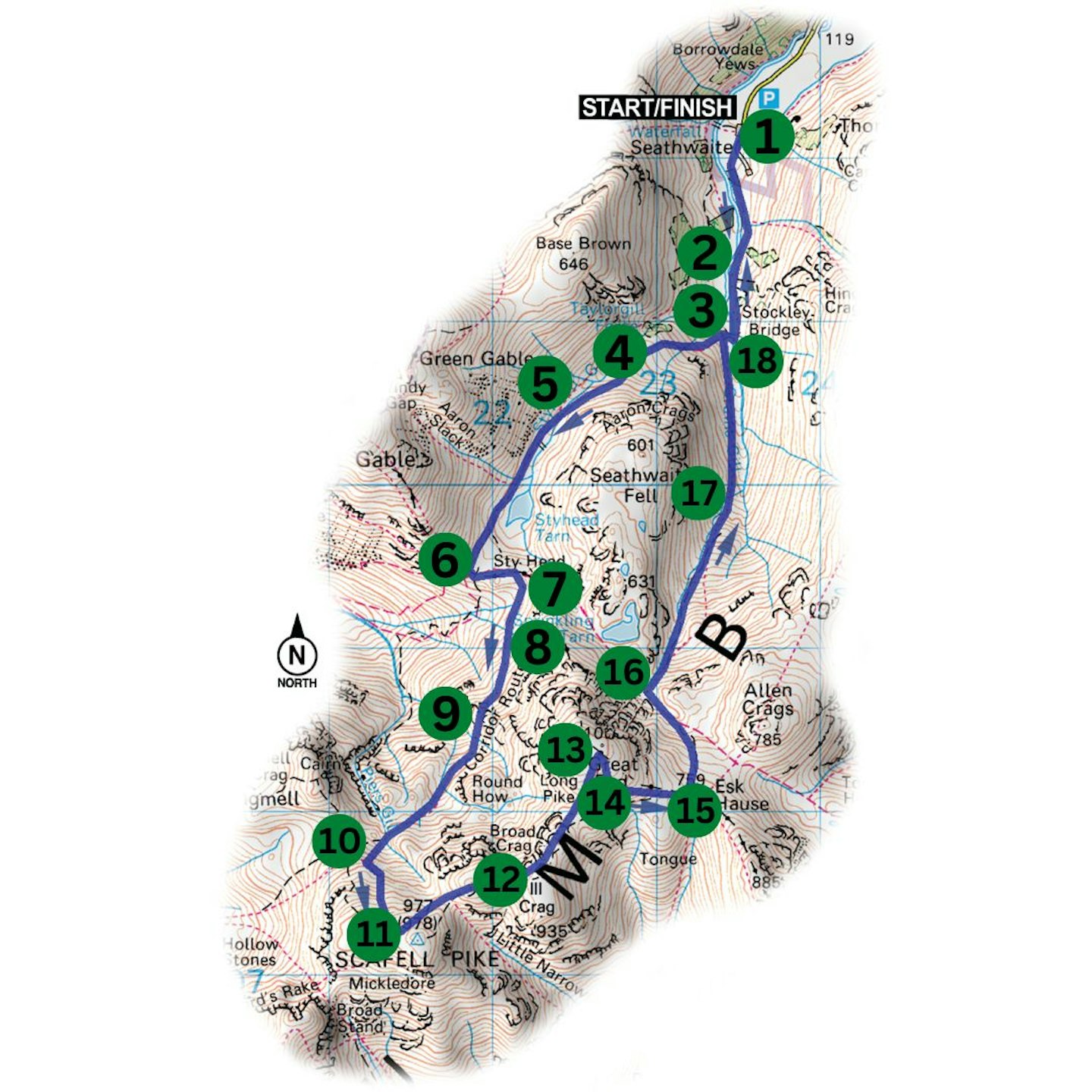 Scafell Pike Corridor route map