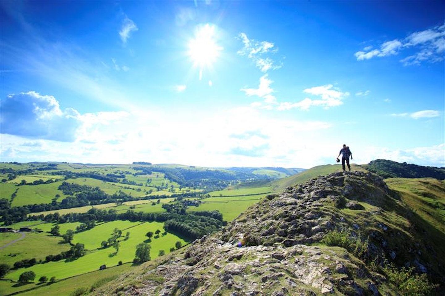 hiking to the thorpe summit in the peak district