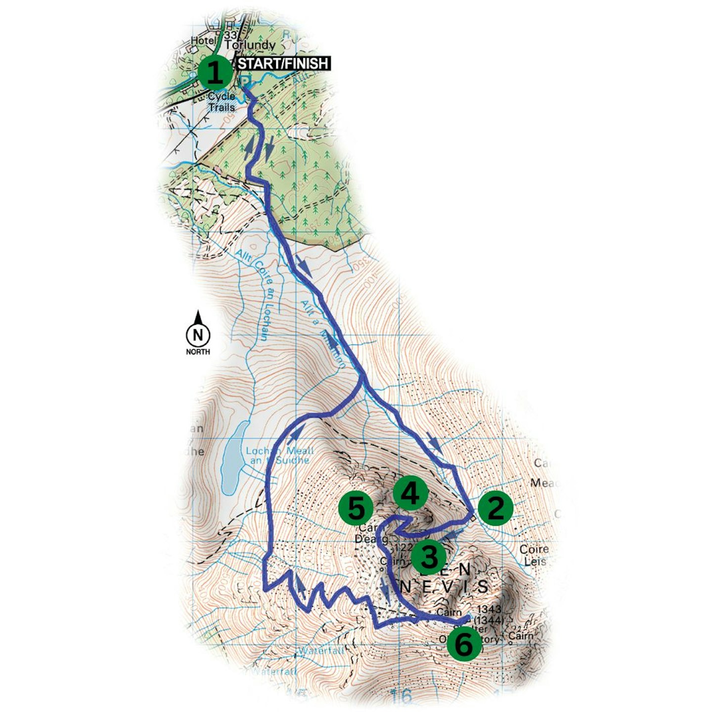 Ben Nevis Ledge Route diagram