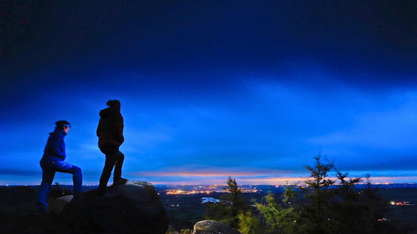 Pair night hiking in Staffordshire