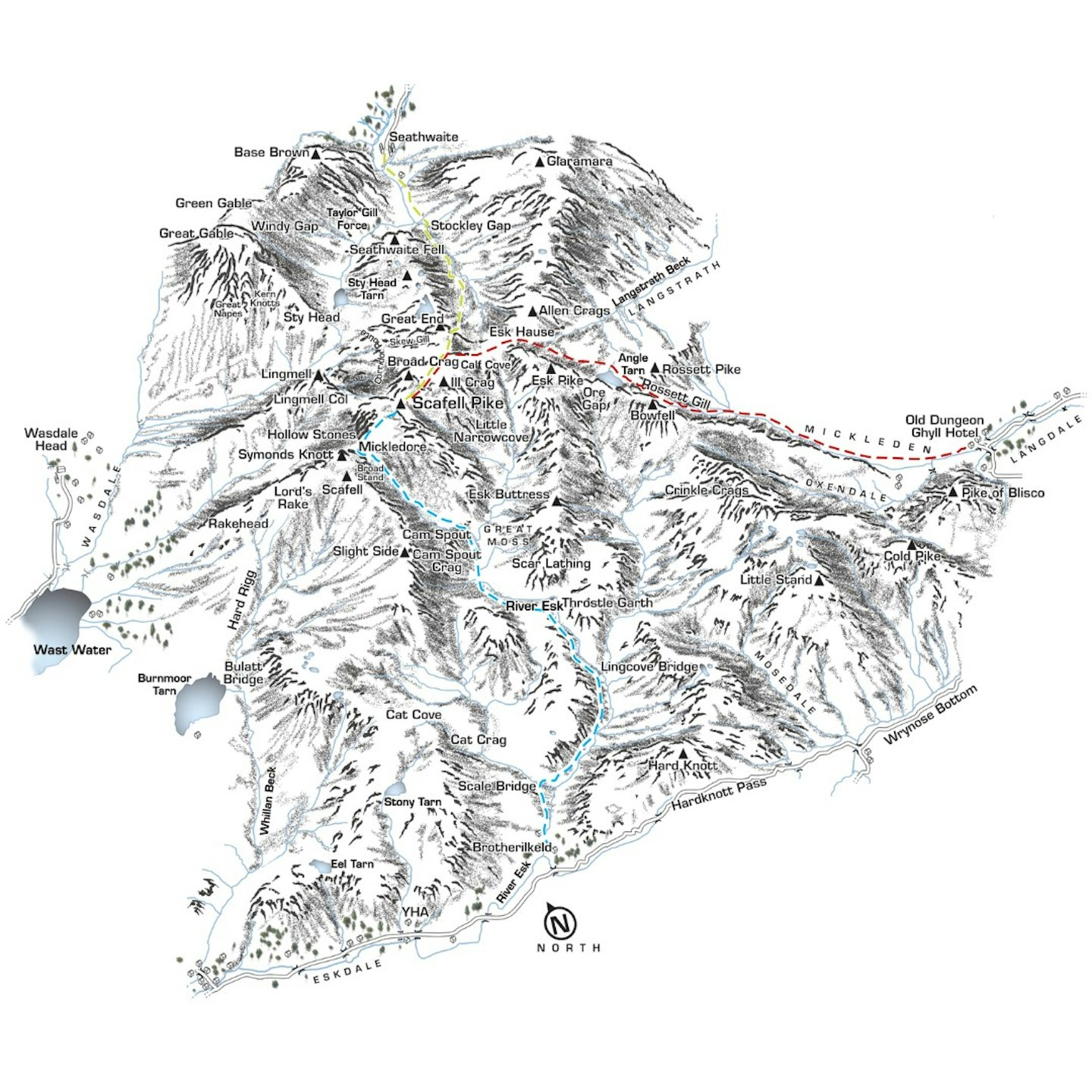 Scafell alternate routes map