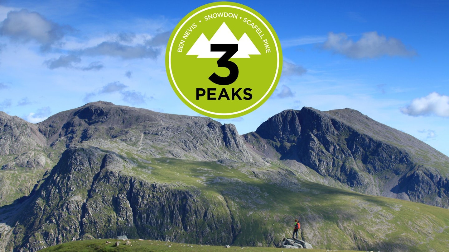 Scafell Pike & Sca Fell from Kirk Fell with LFTO 3 Peaks logo