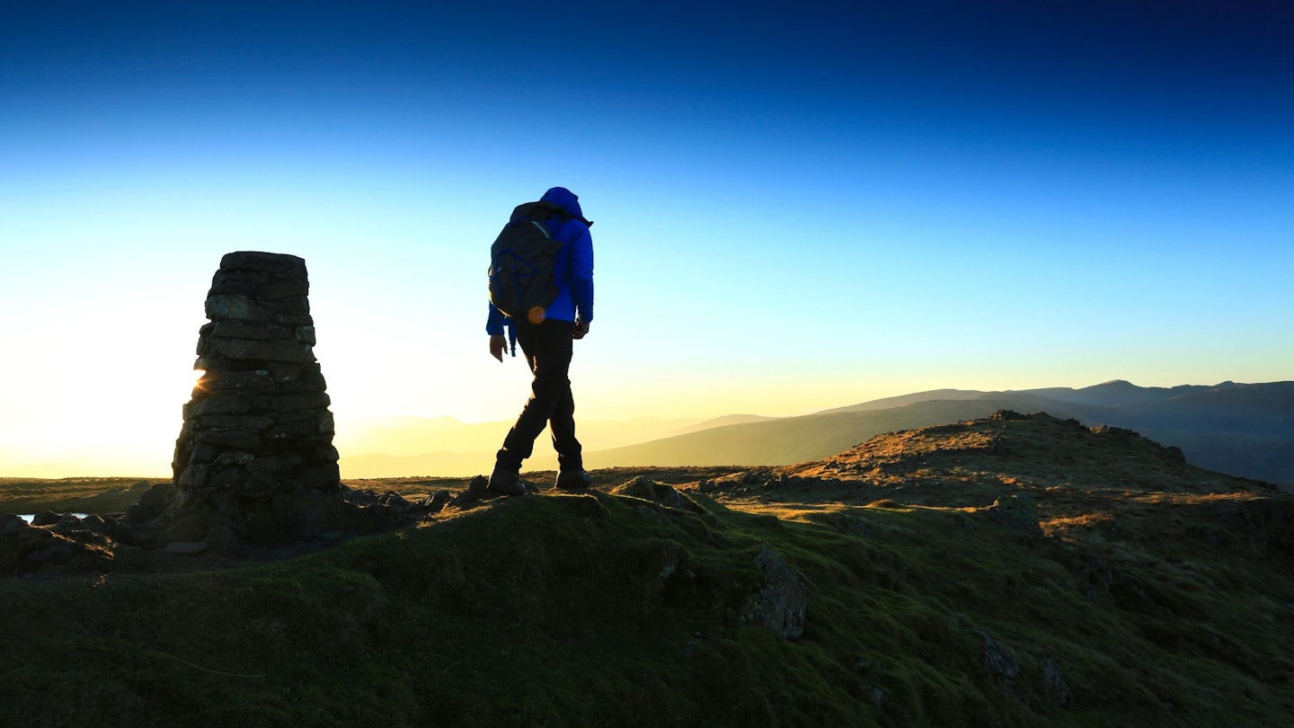 Sunset on Summit of Red Screes Lake District Summit