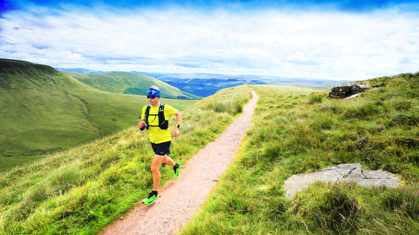 Male trail runner on Brecon Beacons South Wales