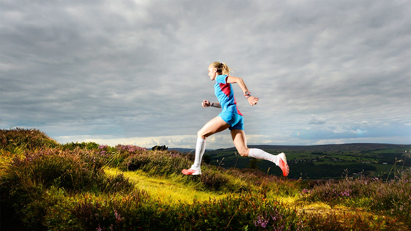 woman running uphill