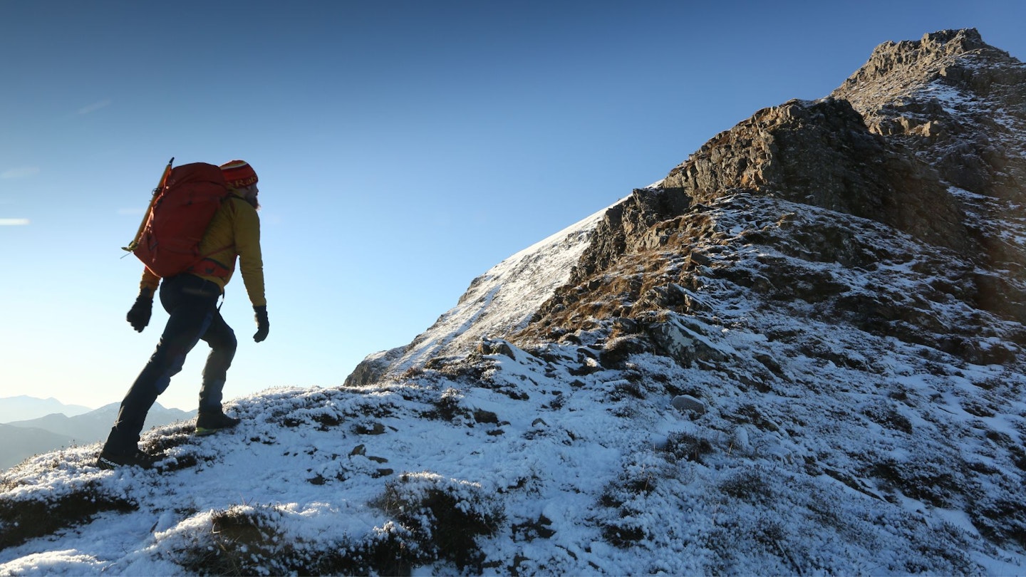 Winter hiking in Scottish mountains