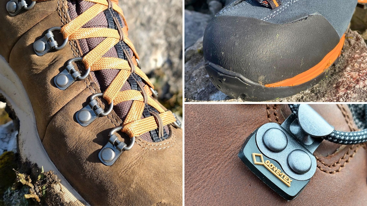 Parts of leather hiking boots
