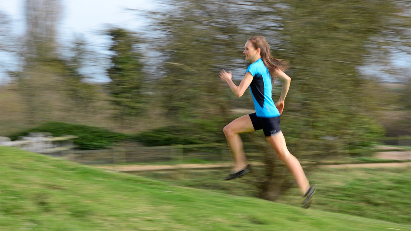 woman runs quickly