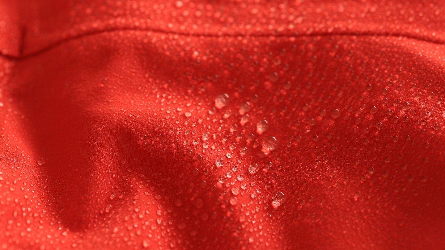 Water beading on waterproof fabric