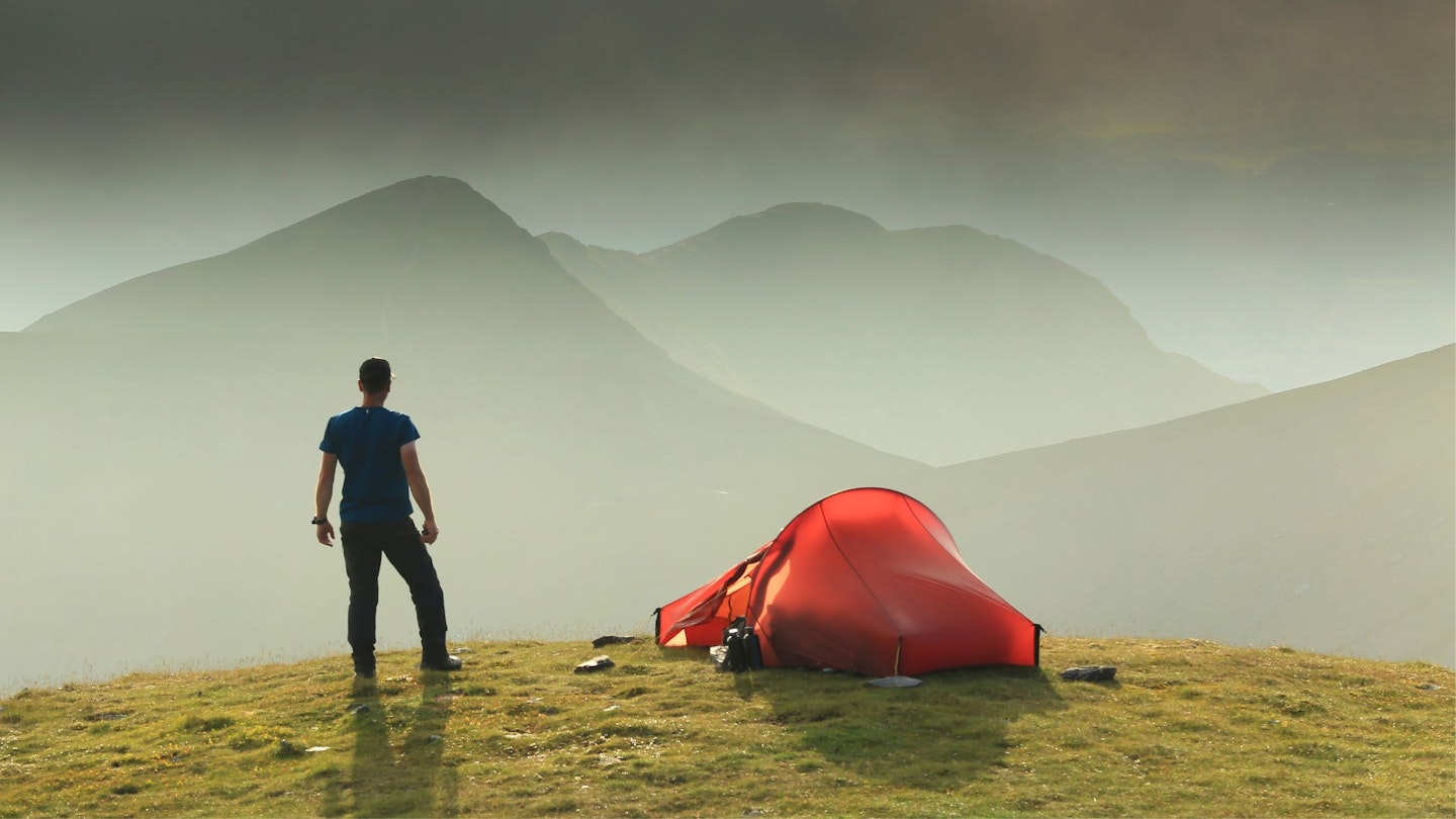 Summit camping site, pitched tent