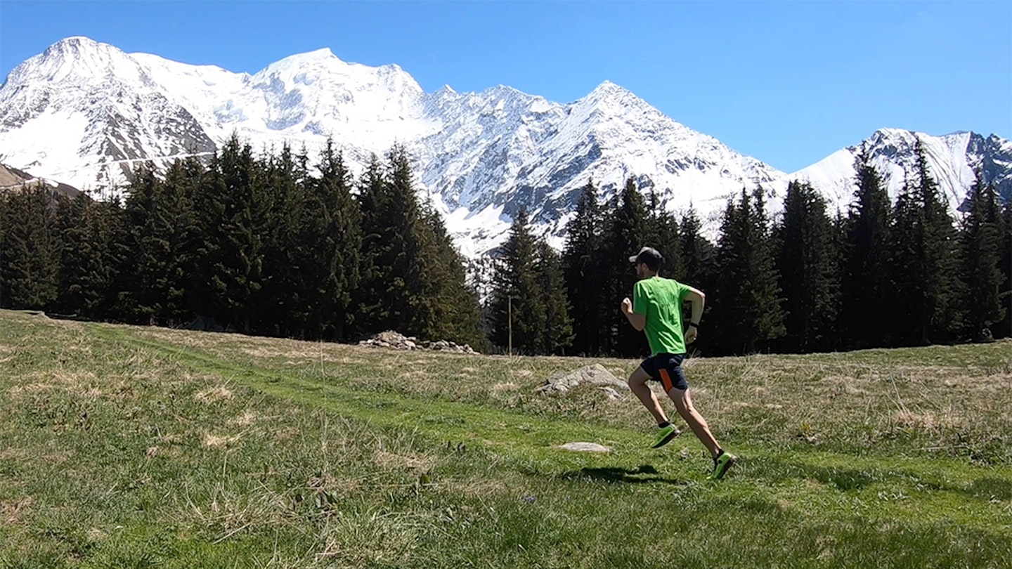 one runner in the alps