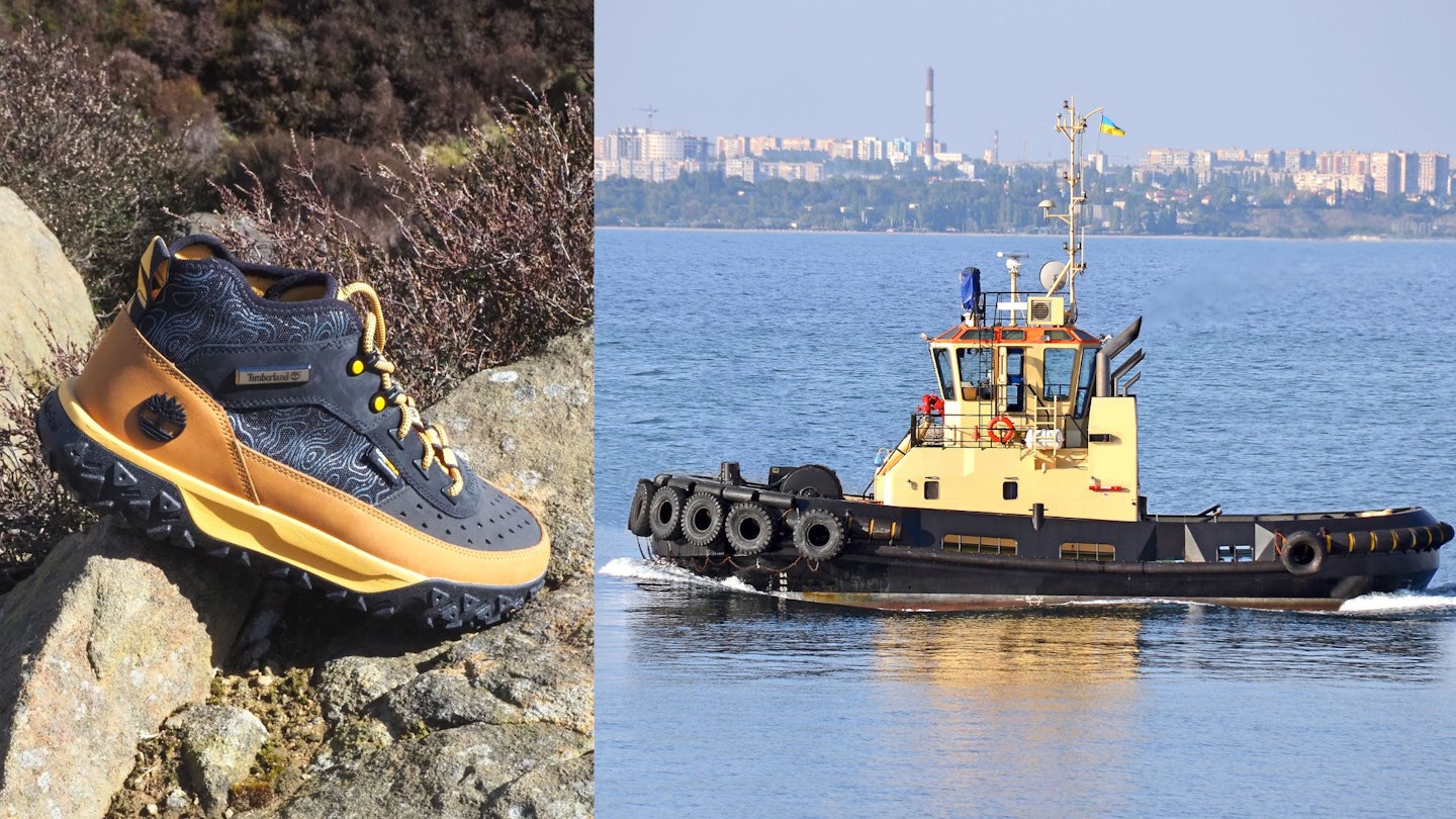Timberland Motion 6 (left), tugboat (right)