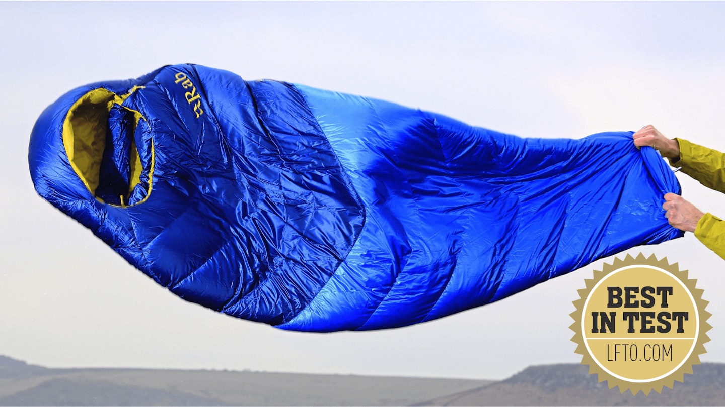 Rab Neutrino 400 sleeping bag with Best in Test award logo