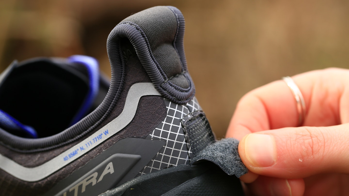 Heel tag of the Altra Olympus 5 trail running shoes