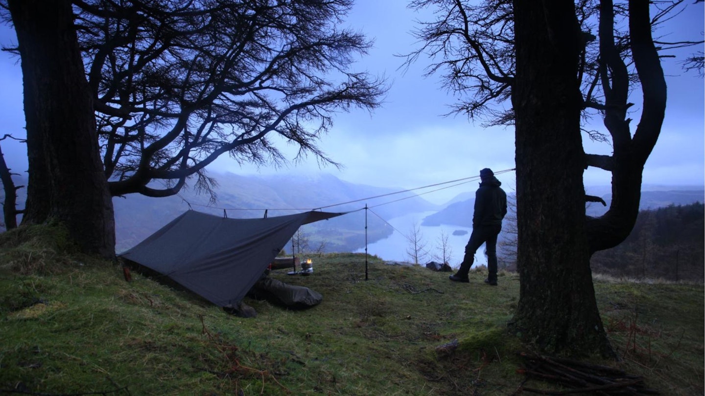 Hiker Tarp camping Raven Crag Lake District