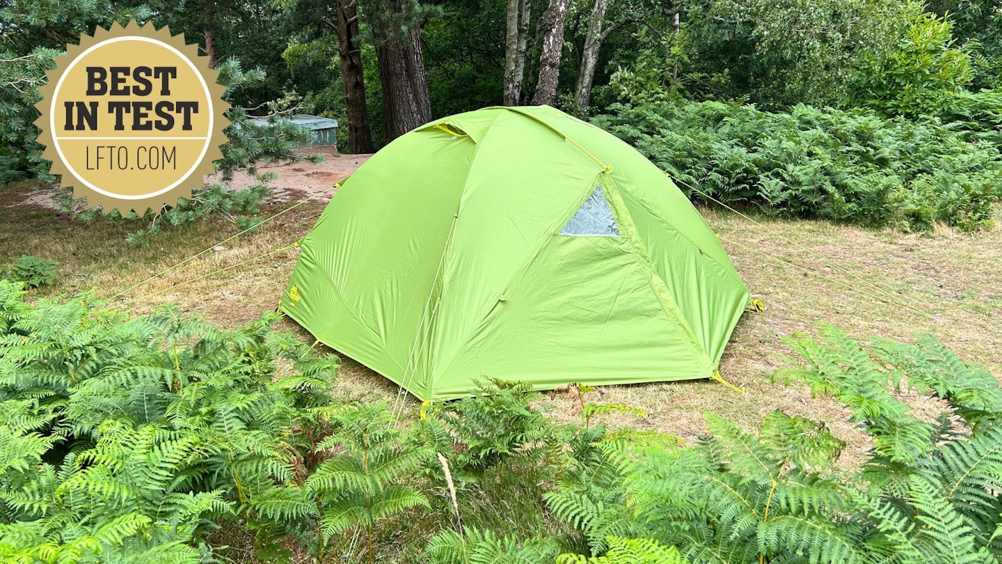 Jack Wolfskin Eclipse III pitched in a forest clearing